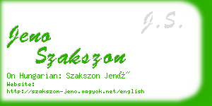 jeno szakszon business card